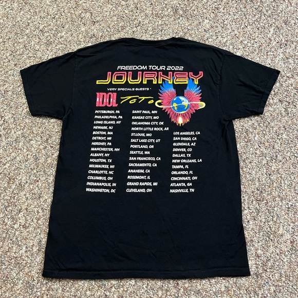 🎸 '22 Journey Band Billy Idol Toto 2 Side UNWORN Freedom Tour Shiny Bright Tee - Picture 2 of 14